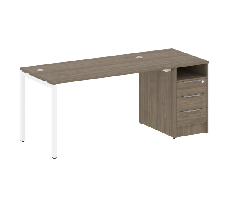 Metal System Quattro Рабочая станция с тумбой на П-образном м/к 40БП.РС-СТП-1.3 Вяз Благородный/Мета