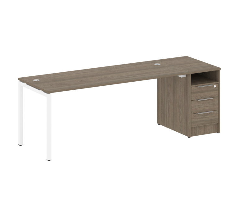 Metal System Quattro Рабочая станция с тумбой на П-образном м/к 40БП.РС-СТП-1.5 Вяз Благородный/Мета