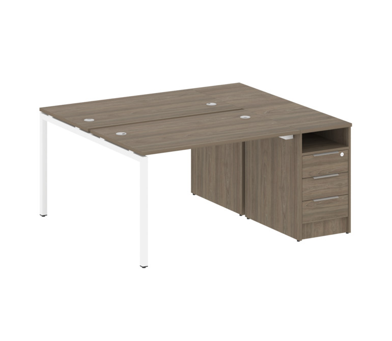 Metal System Quattro Рабочая станция с тумбой на П-образном м/к 40БП.РС-СТП-2.2 Вяз Благородный/Мета