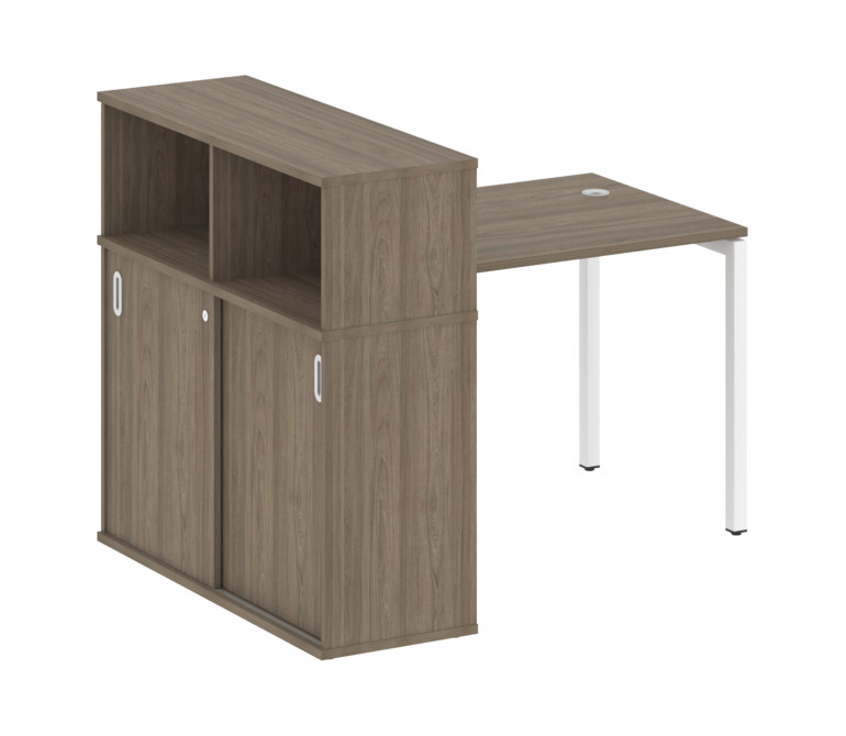 Metal System Quattro Стол письменный с шкафом-купе на П-образном м/к 40БП.РС-СШК-3.1 Т Вяз Благородн