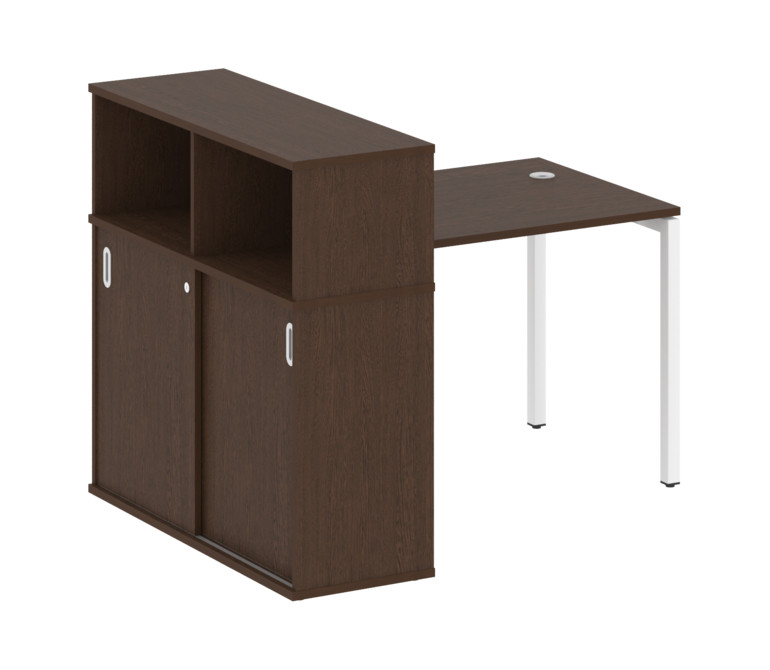 Metal System Quattro Стол письменный с шкафом-купе на П-образном м/к 40БП.РС-СШК-3.1 Т Венге Цаво/Ме