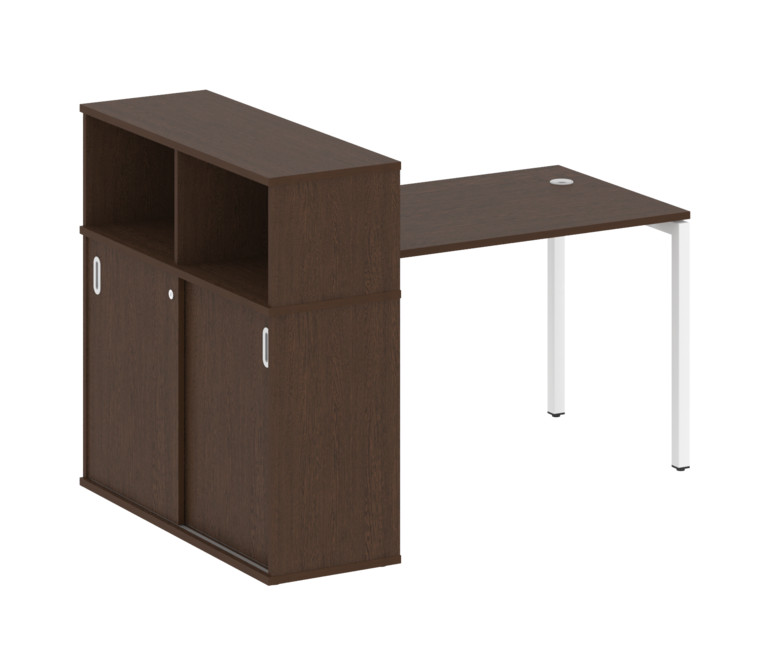 Metal System Quattro Стол письменный с шкафом-купе на П-образном м/к 40БП.РС-СШК-3.2 Т Венге Цаво/Ме
