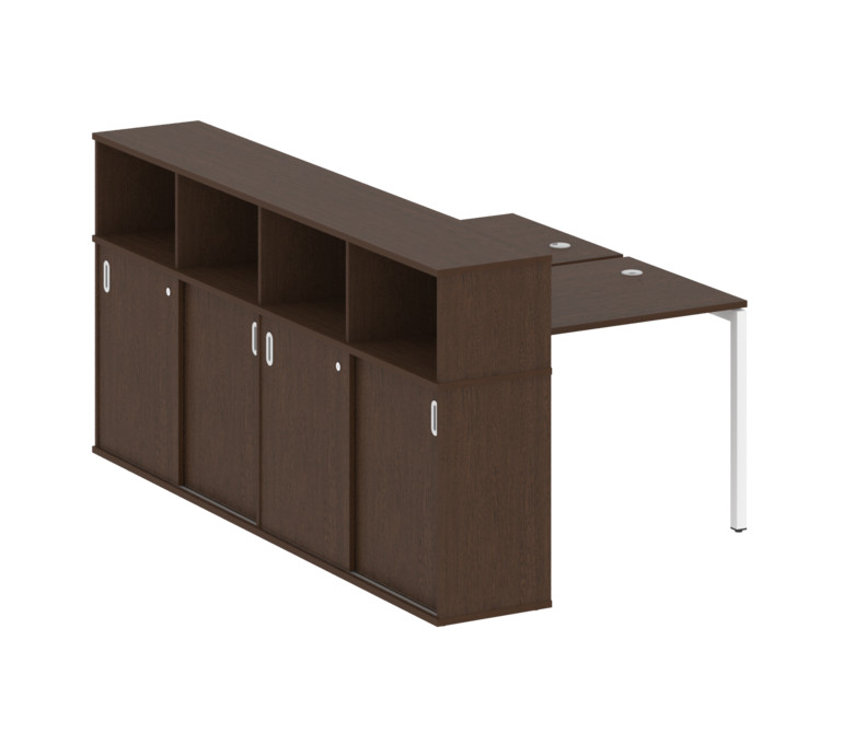 Metal System Quattro Рабочая станция с шкафом-купе на П-образном м/к 40БП.РС-СШК-4.1 Т Венге Цаво/Ме