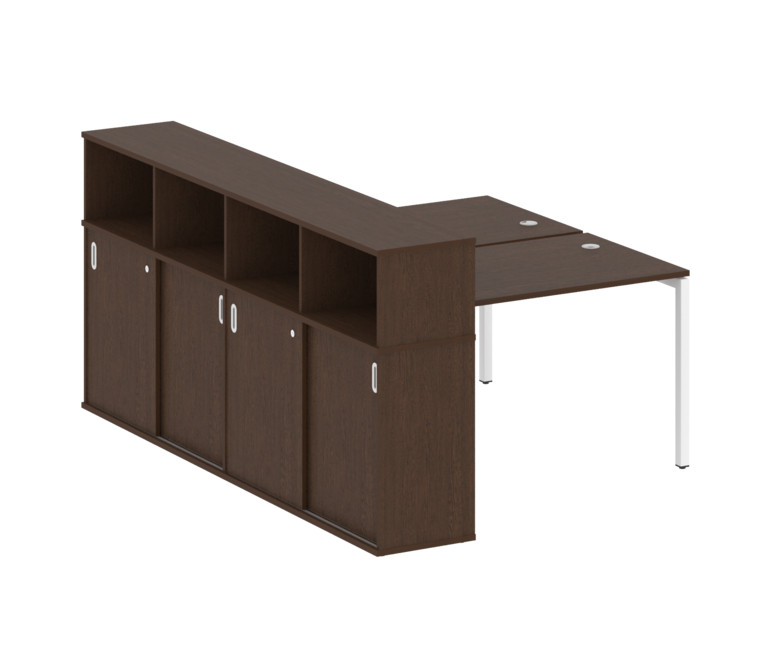 Metal System Quattro Рабочая станция с шкафом-купе на П-образном м/к 40БП.РС-СШК-4.2 Т Венге Цаво/Ме