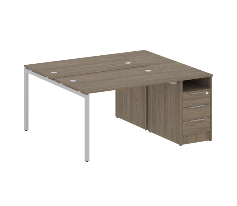 Metal System Quattro Рабочая станция с тумбой на П-образном м/к 40БП.РС-СТП-2.2 Вяз Благородный/Мета