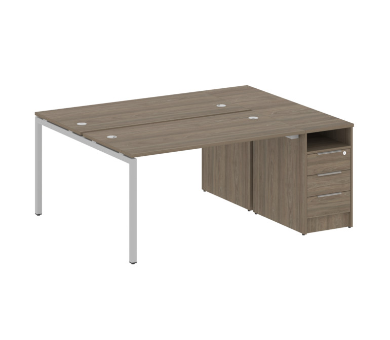 Metal System Quattro Рабочая станция с тумбой на П-образном м/к 40БП.РС-СТП-2.3 Вяз Благородный/Мета