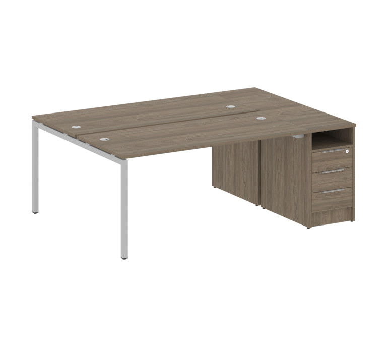 Metal System Quattro Рабочая станция с тумбой на П-образном м/к 40БП.РС-СТП-2.4 Вяз Благородный/Мета