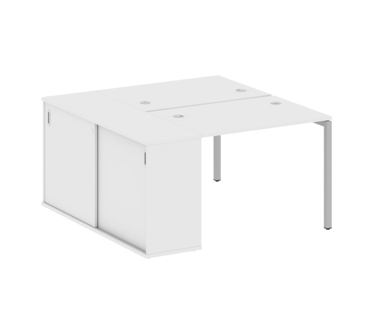 Metal System Quattro Рабочая станция с шкафом-купе на П-образном м/к 40БП.РС-СШК-1.1 Т Белый/Металл