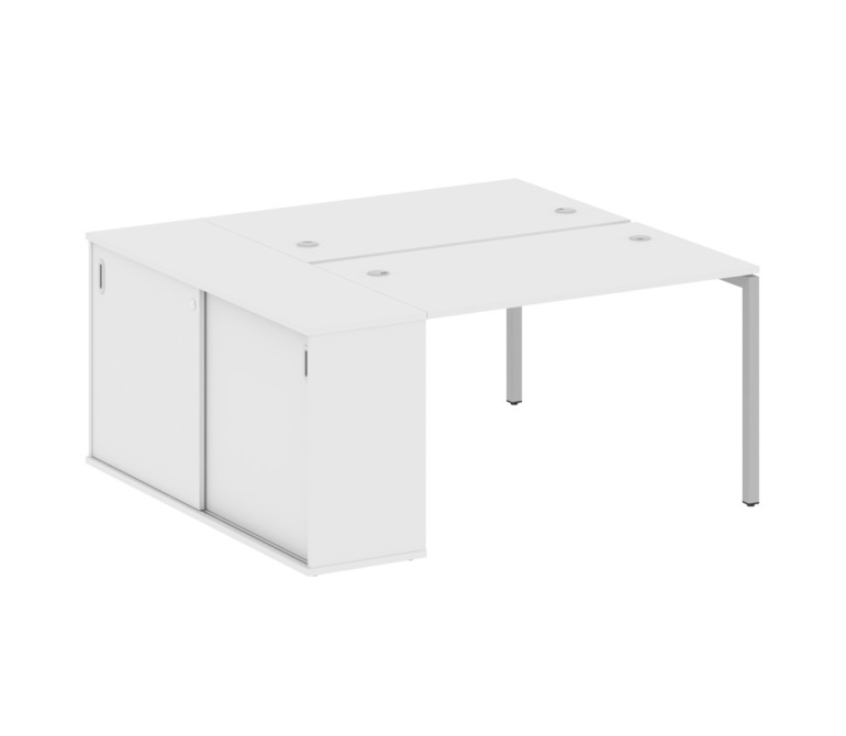 Metal System Quattro Рабочая станция с шкафом-купе на П-образном м/к 40БП.РС-СШК-1.2 Т Белый/Металл