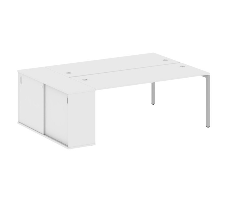 Metal System Quattro Рабочая станция с шкафом-купе на П-образном м/к 40БП.РС-СШК-1.5 Т Белый/Металл