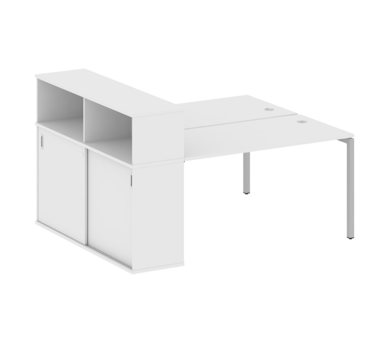 Metal System Quattro Рабочая станция с шкафом-купе на П-образном м/к 40БП.РС-СШК-2.3 Т Белый/Металл