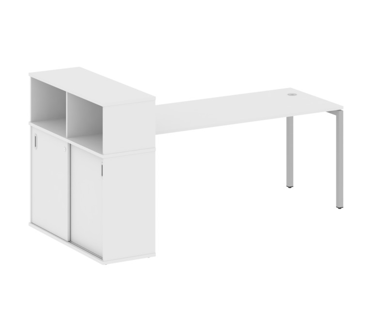 Metal System Quattro Стол письменный с шкафом-купе на П-образном м/к 40БП.РС-СШК-3.5 Т Белый/Металл