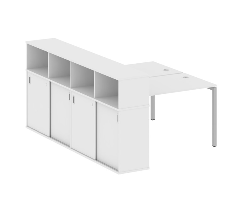 Metal System Quattro Рабочая станция с шкафом-купе на П-образном м/к 40БП.РС-СШК-4.2 Т Белый/Металл