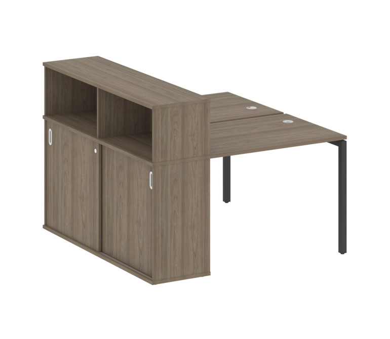 Metal System Quattro Рабочая станция с шкафом-купе на П-образном м/к 40БП.РС-СШК-2.1 Т Вяз Благородн