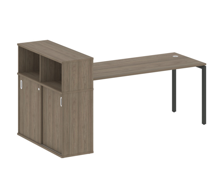 Metal System Quattro Стол письменный с шкафом-купе на П-образном м/к 40БП.РС-СШК-3.5 Т Вяз Благородн