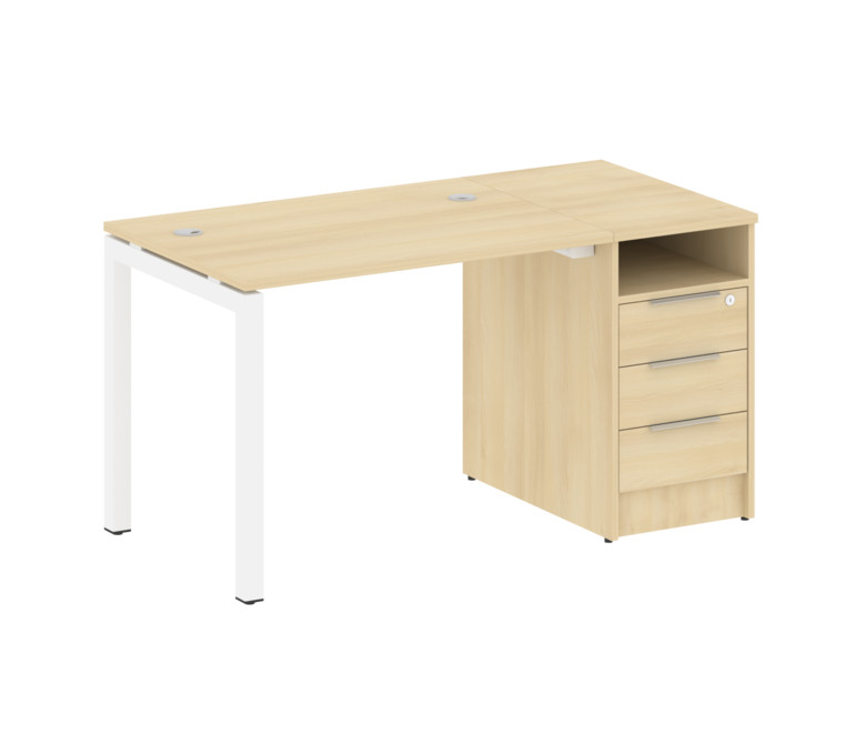 Metal System Quattro Рабочая станция с тумбой на П-образном м/к 50БП.РС-СТП-1.1 Акация Лорка/Металл