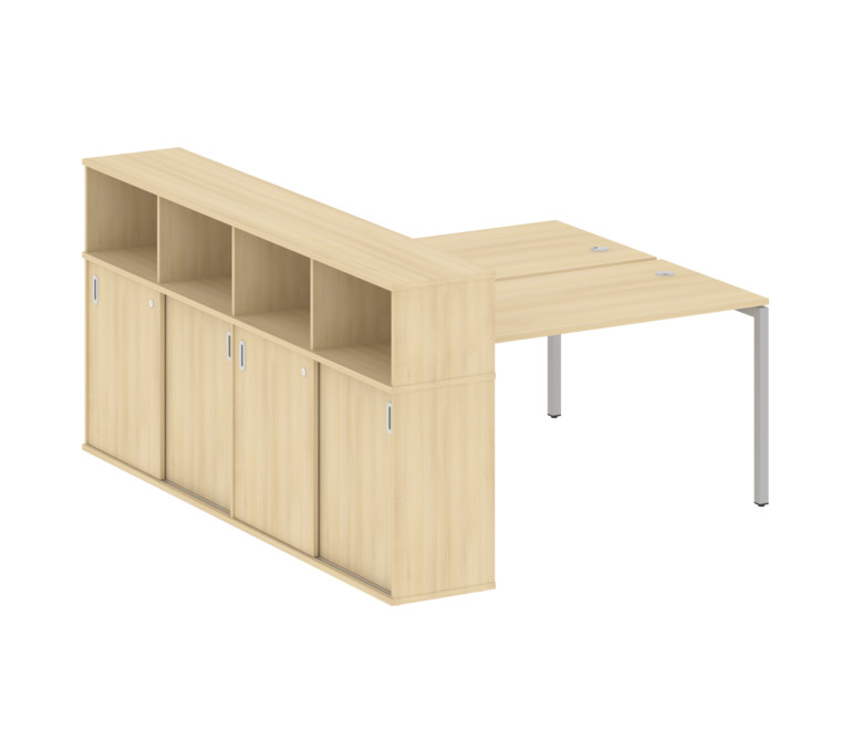 Metal System Quattro Рабочая станция с шкафом-купе на П-образном м/к 40БП.РС-СШК-4.3 Т Акация Лорка/