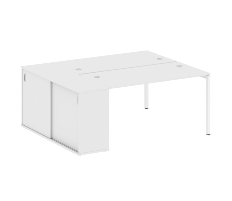 Metal System Quattro Рабочая станция с шкафом-купе на П-образном м/к 40БП.РС-СШК-1.3 Т Белый/Металл