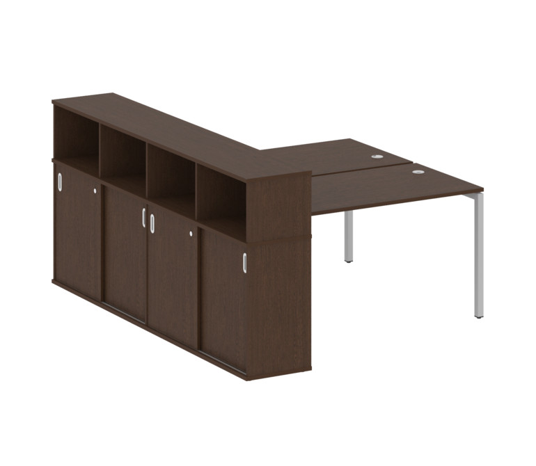 Metal System Quattro Рабочая станция с шкафом-купе на П-образном м/к 40БП.РС-СШК-4.3 Т Венге Цаво/Ме