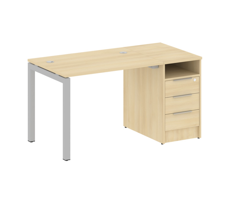 Metal System Quattro Рабочая станция с тумбой на П-образном м/к 50БП.РС-СТП-1.1 Акация Лорка/Металл