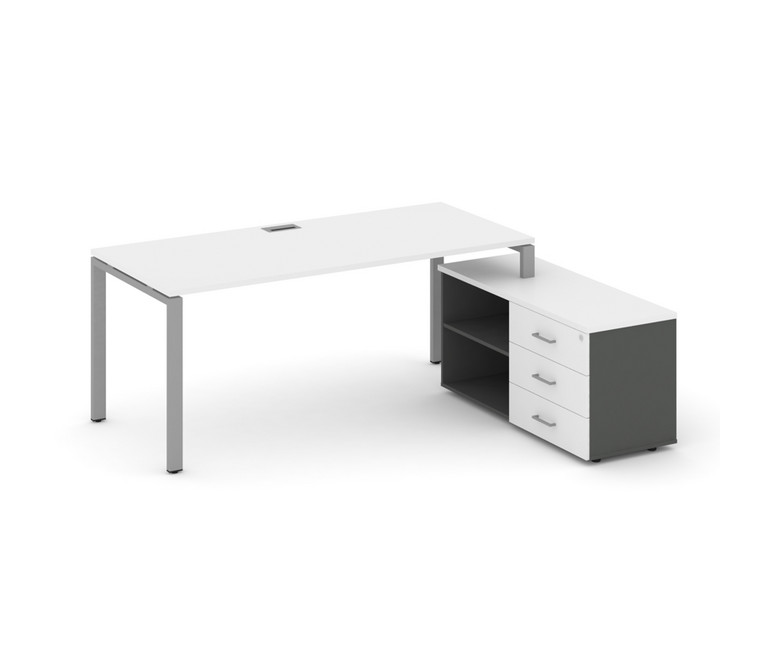 Style Project Direct Стол письменный с греденцией правой SN-6P.SRG-014.M(R) Белый/Антрацит/Белый/Мет