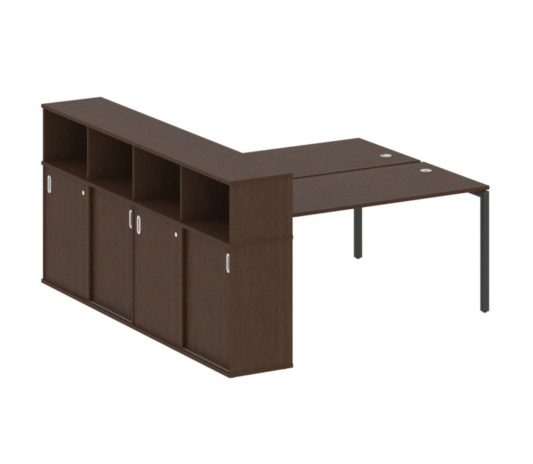 Metal System Quattro Рабочая станция с шкафом-купе на П-образном м/к 40БП.РС-СШК-4.4 Т Венге Цаво/Ме