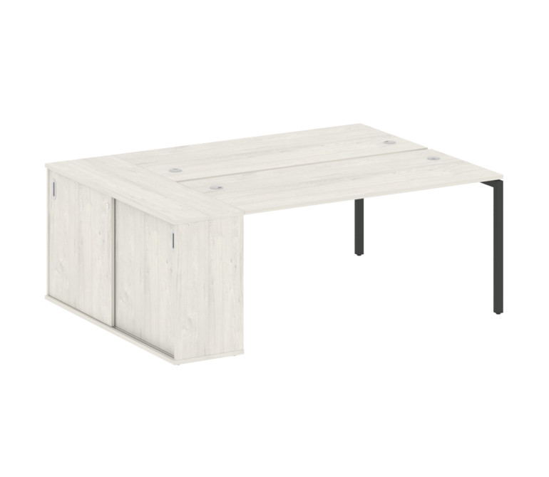 Metal System Quattro Рабочая станция с шкафом-купе на П-образном м/к 40БП.РС-СШК-1.4 Т Дуб Наварра/М