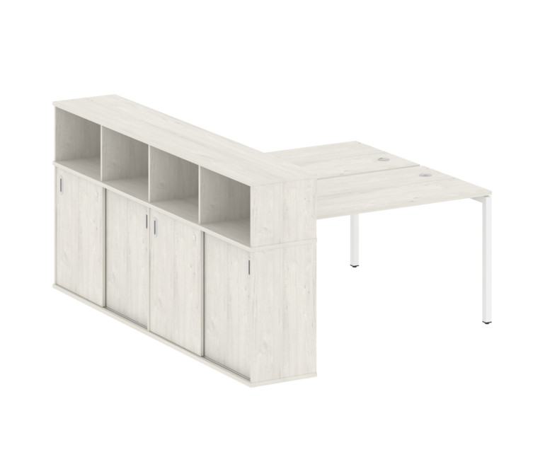 Metal System Quattro Рабочая станция с шкафом-купе на П-образном м/к 40БП.РС-СШК-4.3 Т Дуб Наварра/М