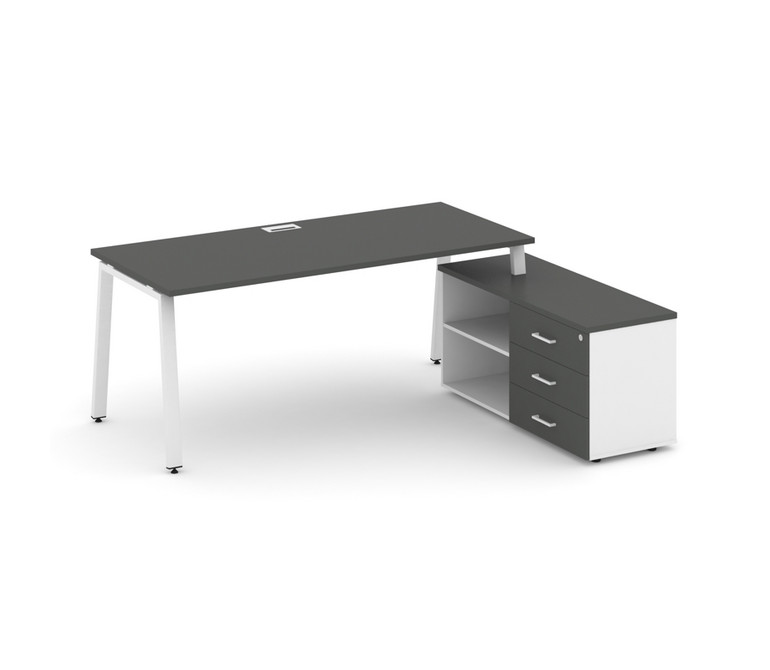 Style Project Direct Стол письменный с греденцией правой SN-6A.SRG-016.M(R) Антрацит/Белый/Антрацит/