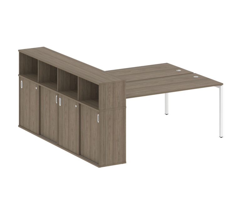 Metal System Quattro Рабочая станция с шкафом-купе на П-образном м/к 40БП.РС-СШК-4.5 Т Вяз Благородн
