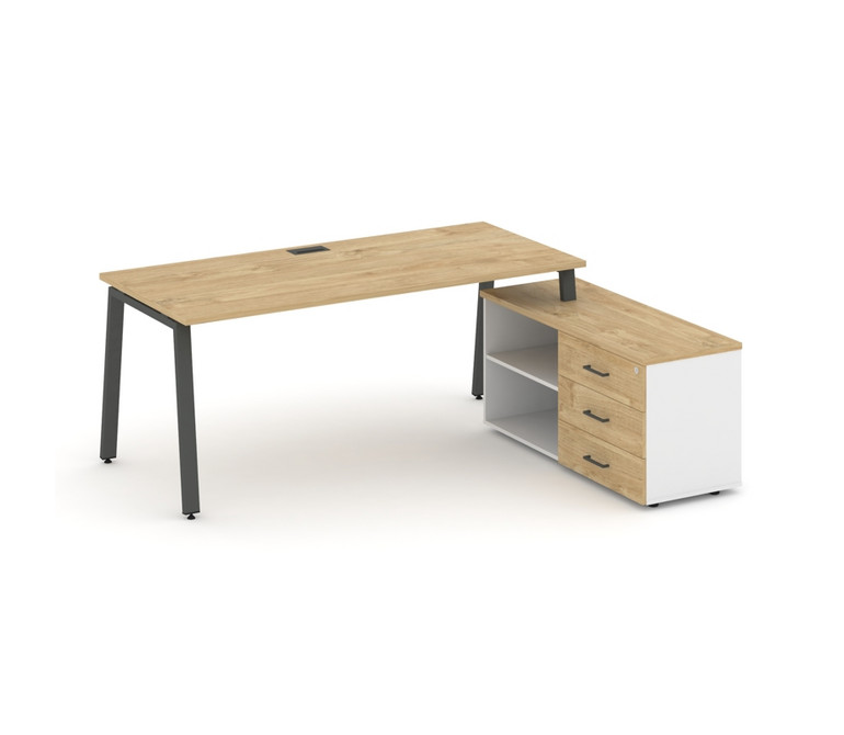 Style Project Direct Стол письменный с греденцией правой SN-6A.SRG-023.M(R) Тиквуд Светлый/Белый/Тик