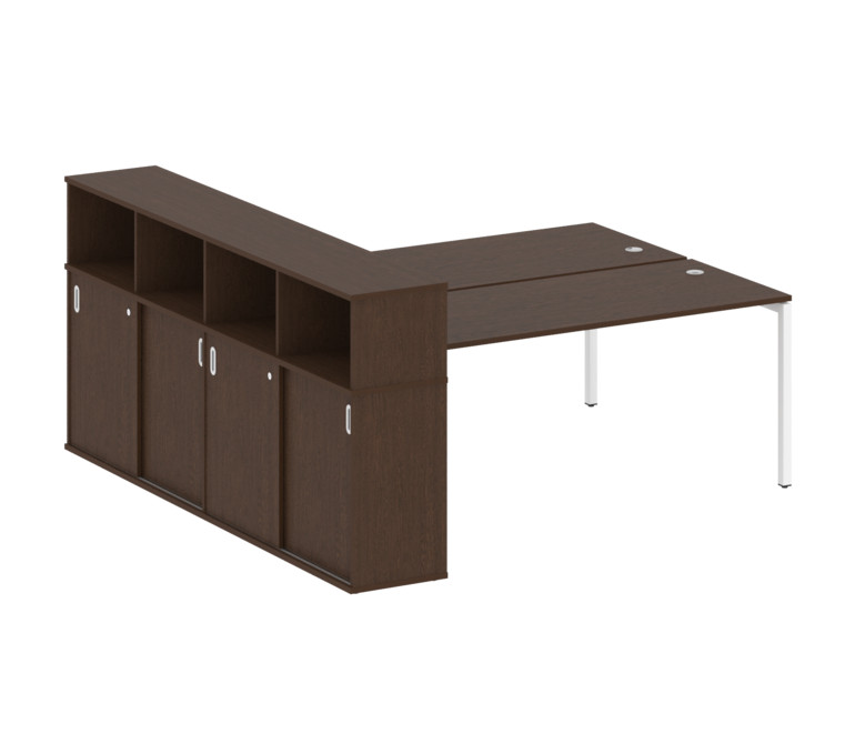 Metal System Quattro Рабочая станция с шкафом-купе на П-образном м/к 40БП.РС-СШК-4.5 Т Венге Цаво/Ме