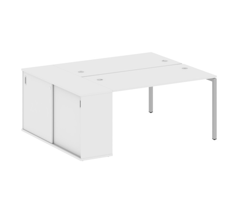 Metal System Quattro Рабочая станция с шкафом-купе на П-образном м/к 40БП.РС-СШК-1.3 Т Белый/Металл