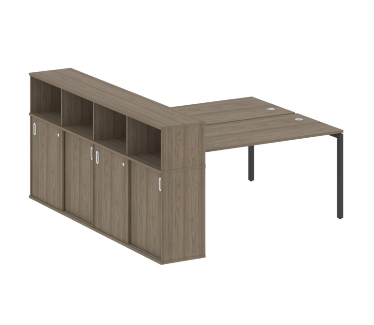 Metal System Quattro Рабочая станция с шкафом-купе на П-образном м/к 40БП.РС-СШК-4.4 Т Вяз Благородн