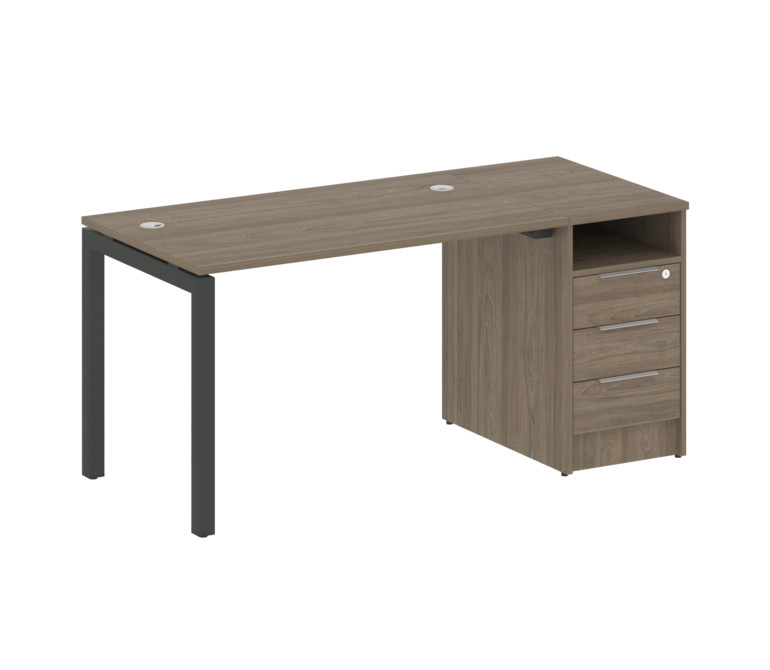 Metal System Quattro Рабочая станция с тумбой на П-образном м/к 50БП.РС-СТП-1.2 Вяз Благородный/Мета