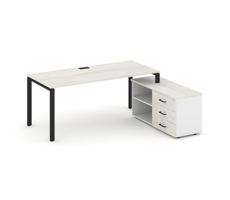 Style Project Direct Стол письменный с греденцией правой SN-6P.SRG-024.M(R) Дуб Наварра/Белый/Дуб На