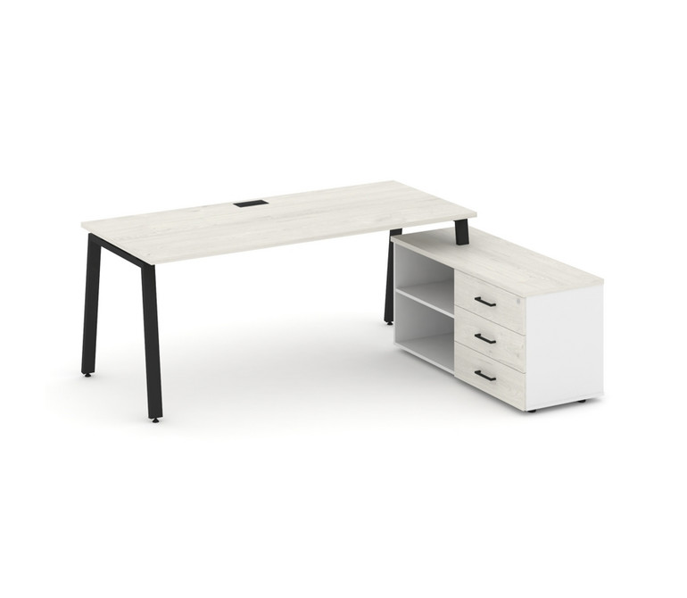 Style Project Direct Стол письменный с греденцией правой SN-6A.SRG-023.M(R) Дуб Наварра/Белый/Дуб На