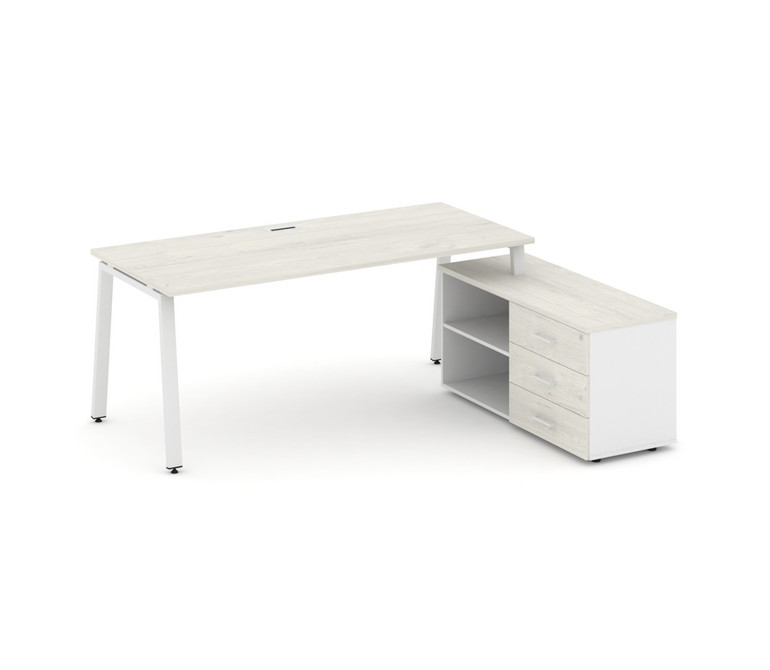 Style Project Direct Стол письменный с греденцией правой SN-6A.SRG-014.M(R) Дуб Наварра/Белый/Дуб На
