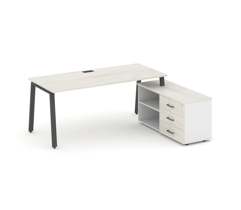 Style Project Direct Стол письменный с греденцией правой SN-6A.SRG-025.M(R) Дуб Наварра/Белый/Дуб На