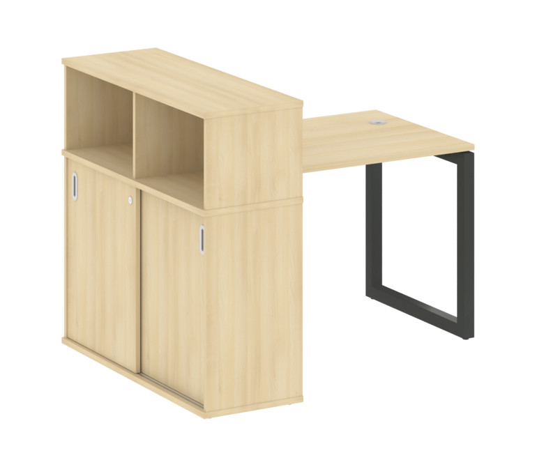 Metal System Quattro Стол письменный с шкафом-купе на О-образном м/к 50БО.РС-СШК-3.1 Т Акация Лорка/