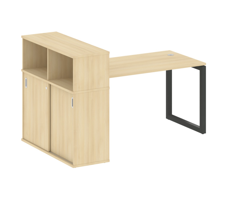 Metal System Quattro Стол письменный с шкафом-купе на О-образном м/к 50БО.РС-СШК-3.3 Т Акация Лорка/