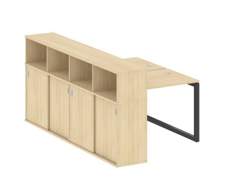 Metal System Quattro Рабочая станция с шкафом-купе на О-образном м/к 50БО.РС-СШК-4.1 Т Акация Лорка/