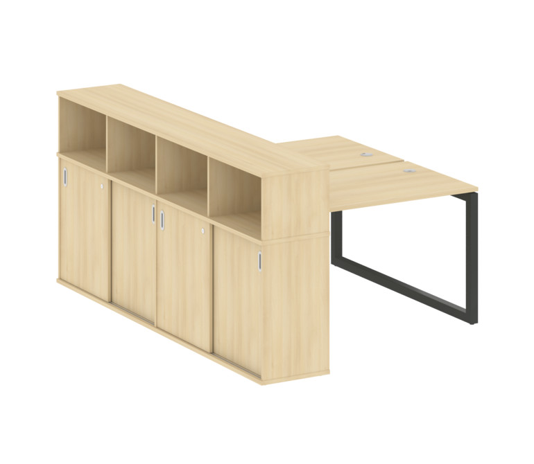 Metal System Quattro Рабочая станция с шкафом-купе на О-образном м/к 50БО.РС-СШК-4.2 Т Акация Лорка/