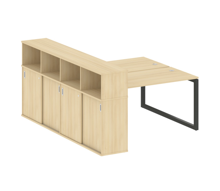 Metal System Quattro Рабочая станция с шкафом-купе на О-образном м/к 50БО.РС-СШК-4.3 Т Акация Лорка/
