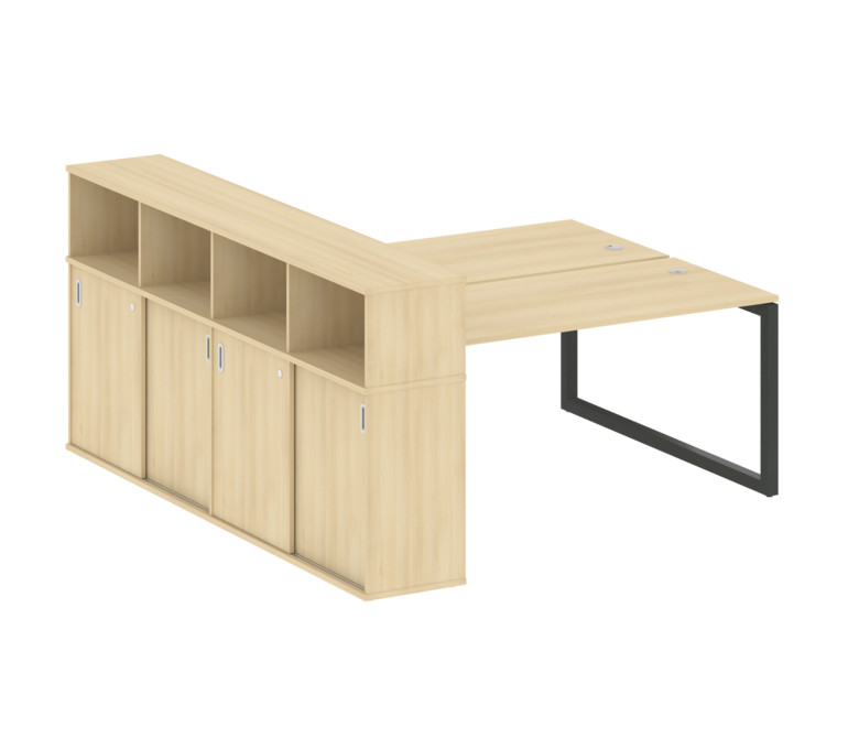 Metal System Quattro Рабочая станция с шкафом-купе на О-образном м/к 50БО.РС-СШК-4.4 Т Акация Лорка/