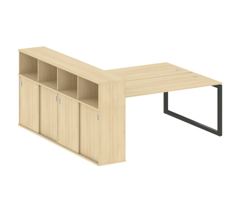 Metal System Quattro Рабочая станция с шкафом-купе на О-образном м/к 50БО.РС-СШК-4.5 Т Акация Лорка/