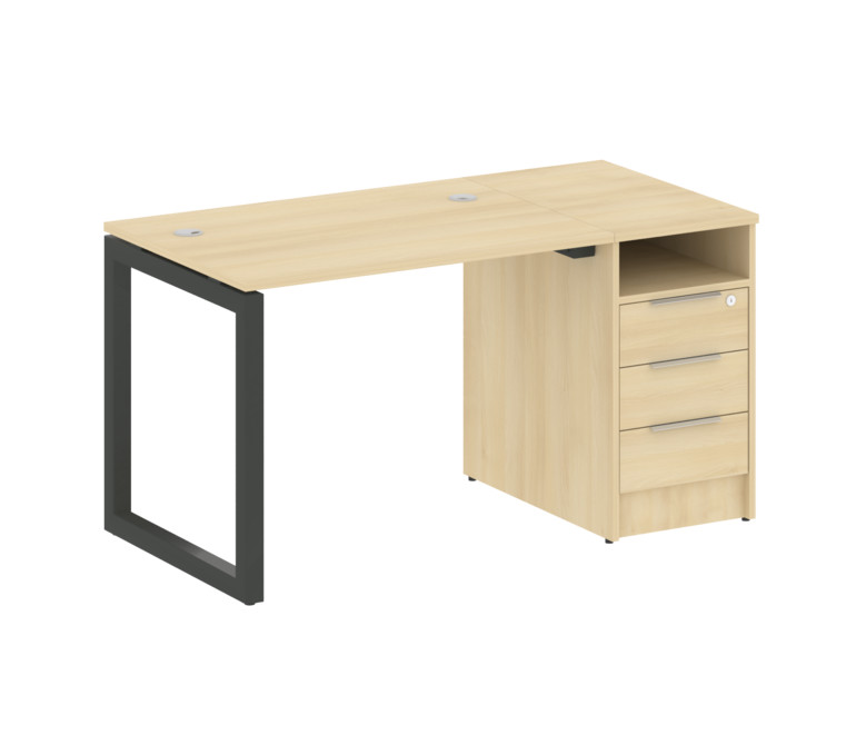 Metal System Quattro Рабочая станция с тумбой на О-образном м/к 50БО.РС-СТП-1.1 Акация Лорка/Металл