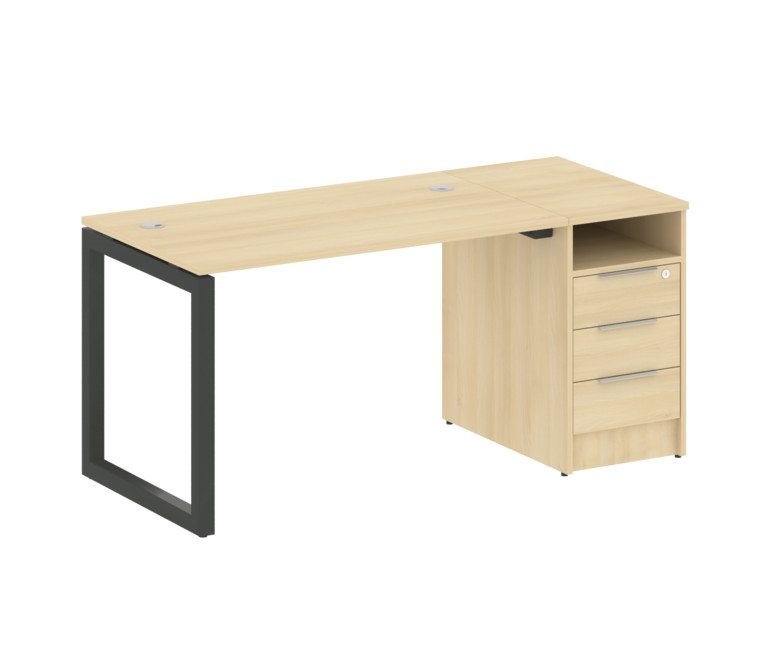 Metal System Quattro Рабочая станция с тумбой на О-образном м/к 50БО.РС-СТП-1.2 Акация Лорка/Металл