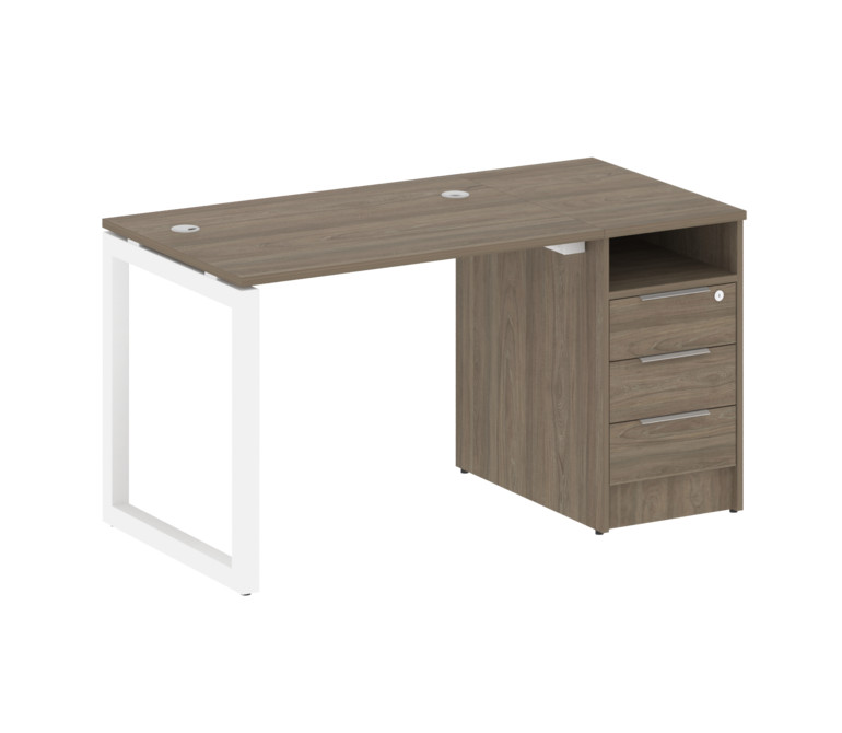 Metal System Quattro Рабочая станция с тумбой на О-образном м/к 50БО.РС-СТП-1.1 Вяз Благородный/Мета