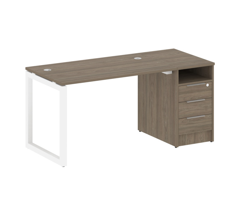 Metal System Quattro Рабочая станция с тумбой на О-образном м/к 50БО.РС-СТП-1.2 Вяз Благородный/Мета